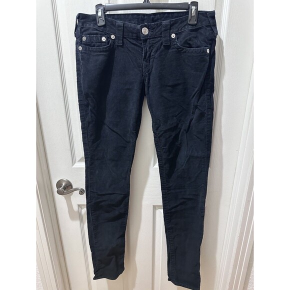 TRUE RELIGION WOMEN SKINNY BLACK CORDUROY PANT SIZE 29 (INSIDE SEEM 32/33) - Picture 2 of 11